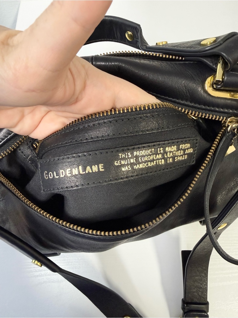 Golden Lane London Black Leather Soave Duo Convertible Shoulder Bag - Picture 11 of 13